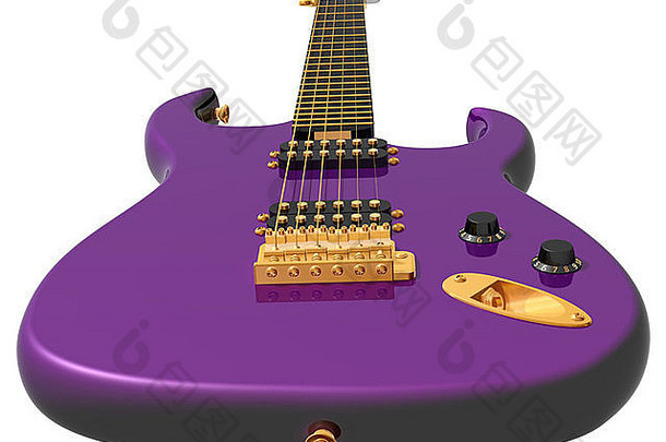 孤立的插图紫色的电吉他