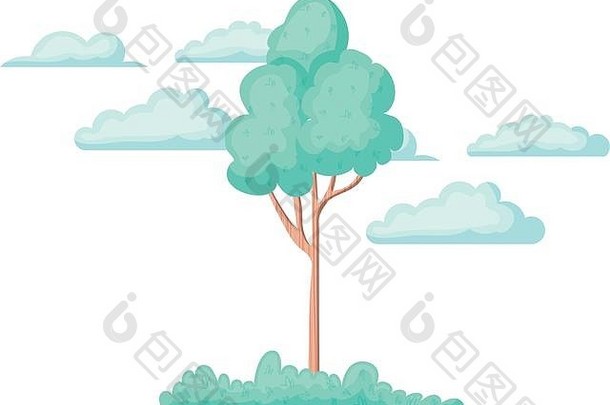 景观树植物孤立的图标