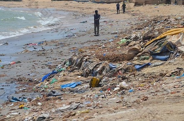 塑料垃圾海滩姆巴林小科特塞内加尔