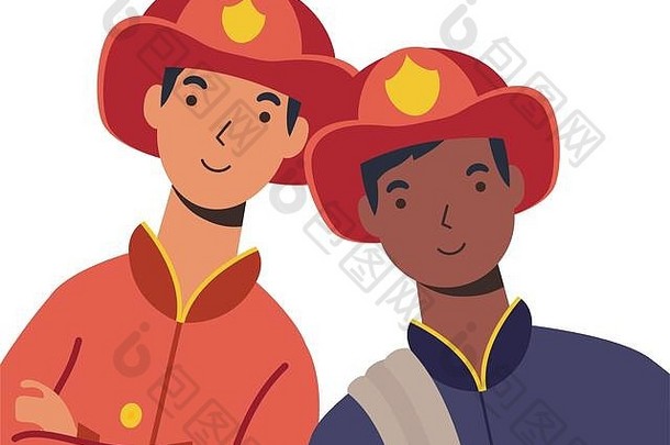 消防队员但设计工人行动工作占领工作专业员工服务劳动主题向量插图