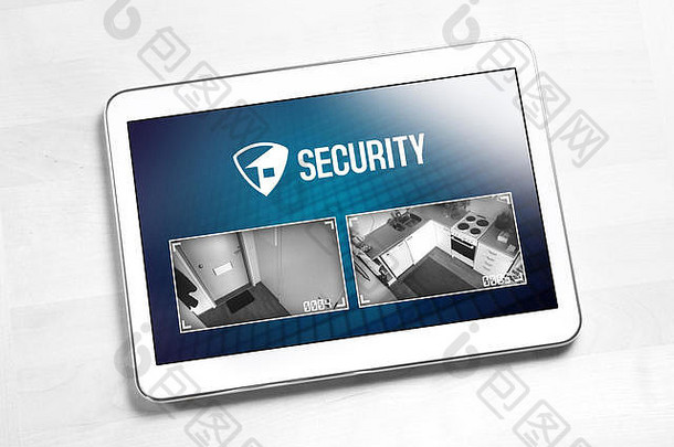 首页安全系统应用程序平板电脑保护监测相机生活镜头内部房子公寓聪明的中央电视台安全应用程序
