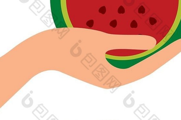手提升新鲜的西瓜水果健康的食物