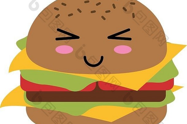 汉堡快食物可爱的卡哇伊卡通