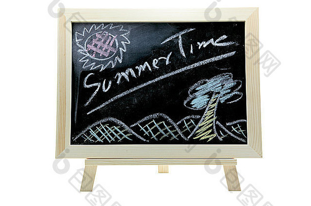 粉笔免费的画黑板黑板上文本夏天时间