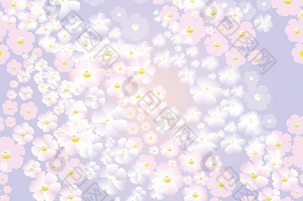 软蓝色的背景樱桃夏天无缝的模式樱花花朵背景每股收益向量插图