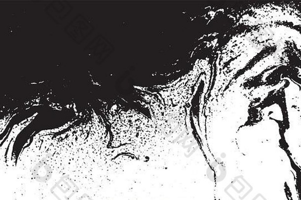 黑色的白色液体纹理水彩手画大理石花纹插图摘要向量背景单色大理石模式