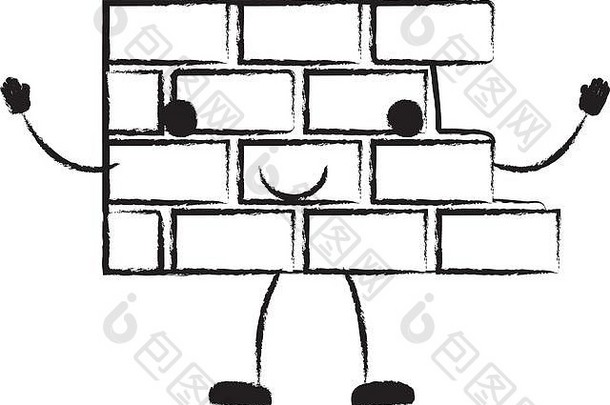 砖墙平图标单色卡通模糊轮廓