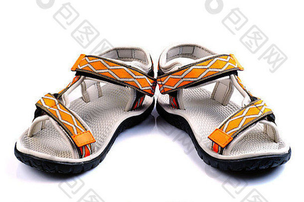 体育运动橙色凉鞋孤立的白色背景