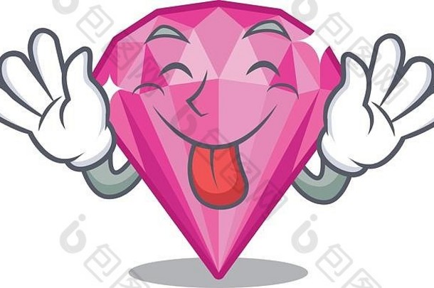 舌头粉红色的钻石卡通盒子