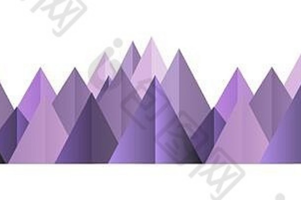 低聚粉红色的山范围向量多边形形状孤立的插图