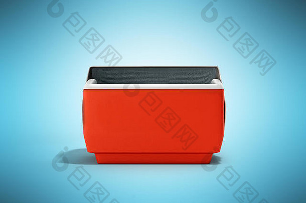 开放冰箱盒子红色的渲染蓝色的背景
