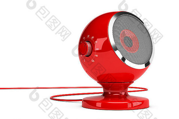 概念上的红色的声音演讲者白色背景包括体积按钮渲染概念设计图像