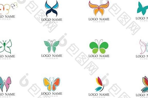 蝴蝶标志象征向量设计