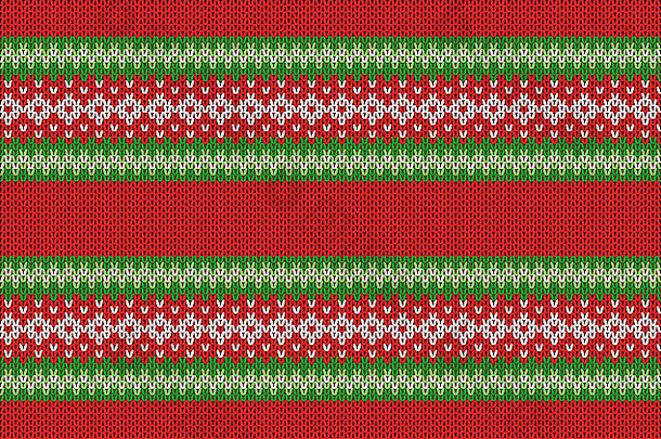 冬天几何点缀无缝的模式背景红色的绿色白色针织织物复制空间快乐圣诞节快乐一年