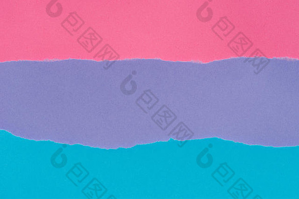 色彩斑斓的块撕裂纸背景纹理蓝色的紫罗兰色的粉红色的颜色