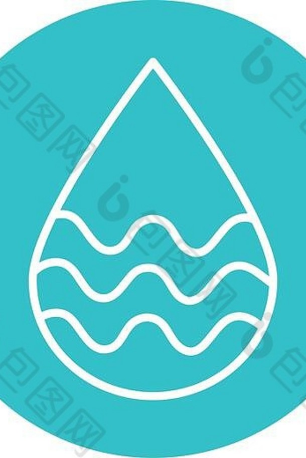 水下降波自然液体蓝色的块风格图标向量插图