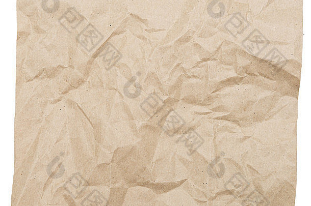 皱巴巴的棕色（的）纸孤立的白色背景