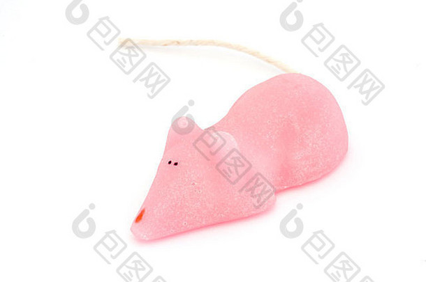 粉红色的糖鼠标孤立的白色背景