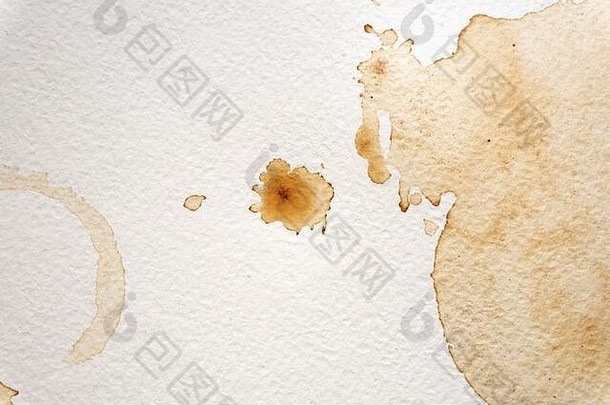 摘要液体滴飞溅棕色（的）咖啡白色纹理纸背景水彩艺术装饰背景横幅文本难看的东西元素