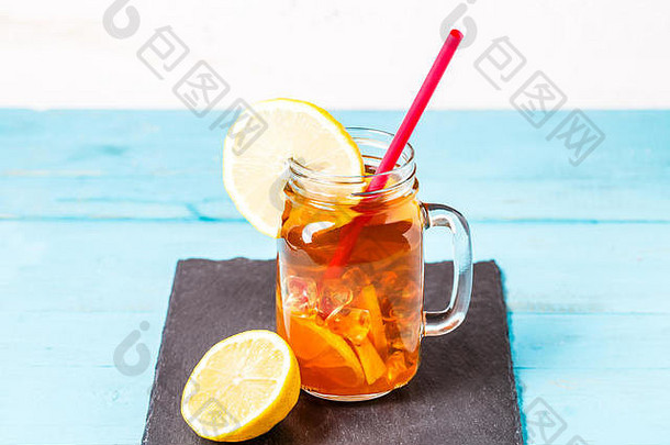冰茶玻璃Jar柠檬
