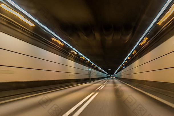 车内部隧道丹麦瑞典模糊运动