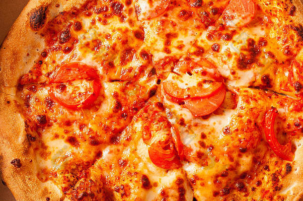 意大利披萨margherita丽塔·哈番茄马苏里拉奶酪奶酪背景披萨交付横幅<strong>壁纸</strong>玛格丽塔披萨特写镜头背景素食者披萨宏纹理奶酪番茄披萨盒子