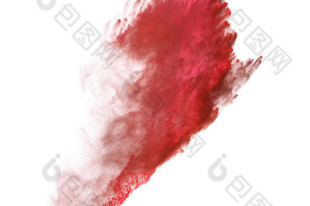 <strong>爆炸</strong>红色的粉孤立的白色背景