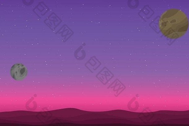 地球外空间紫色的背景