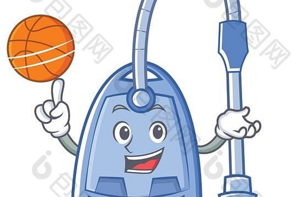 玩篮球真空更清洁的字符卡通