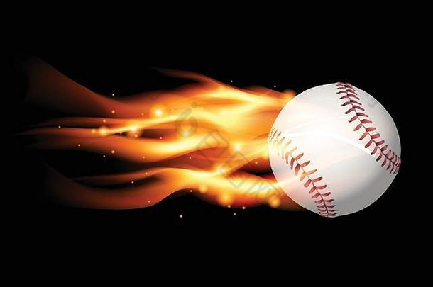 插图燃烧的棒球飞行向量每股收益每股收益幻灯片梯度网