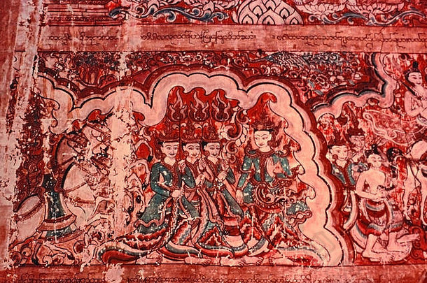 场景生活佛高贵的数据绘画室内墙乌帕利登过时的异教徒缅甸