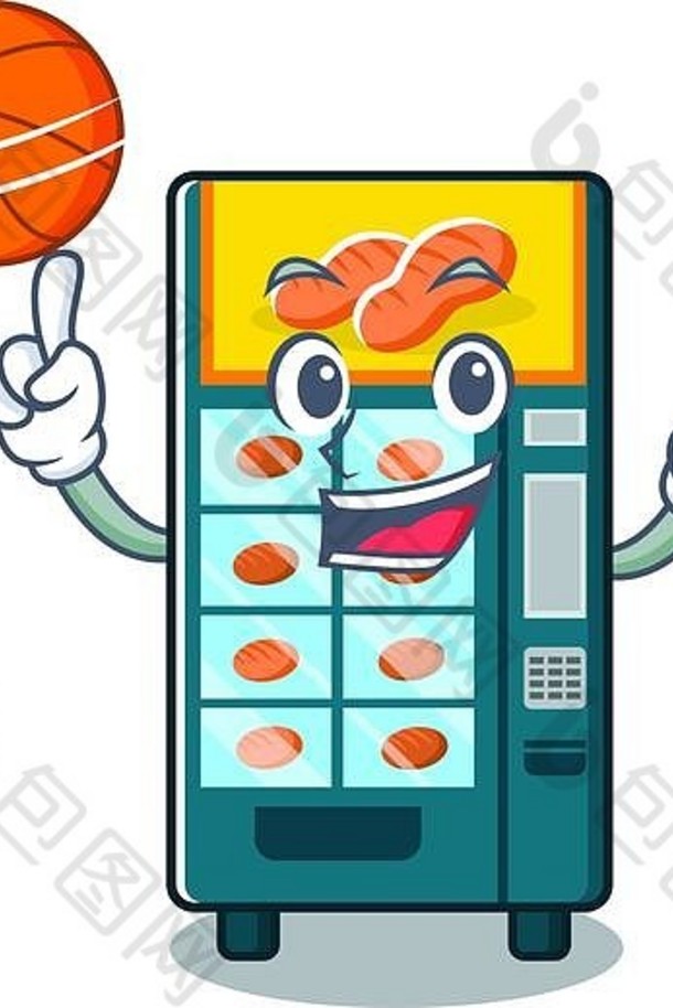 篮球面包店<strong>自动售货机</strong>孤立的卡通