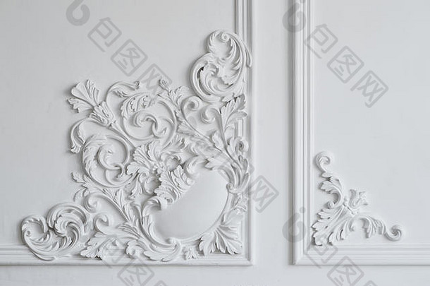 白色墙成型几何形状消失点奢侈品白色墙设计浅浮雕粉刷模具罗科科元素