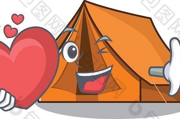 有趣的脸野营帐篷滚动卡通字符心