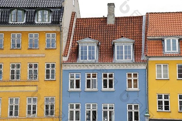 色彩鲜艳的外墙新端口运河哥本哈根丹麦