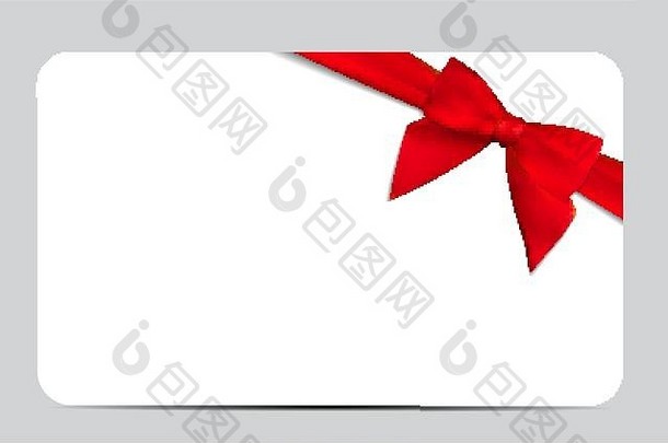 礼物卡红色的丝带弓向量插图