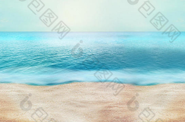 夏天时间金天堂海滩水照片渲染背景