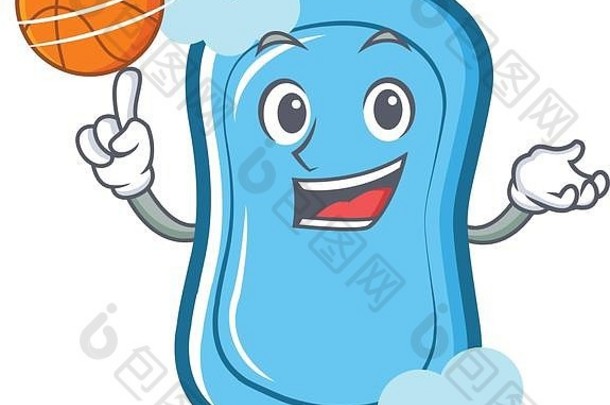 玩篮球蓝色的肥皂字符卡通