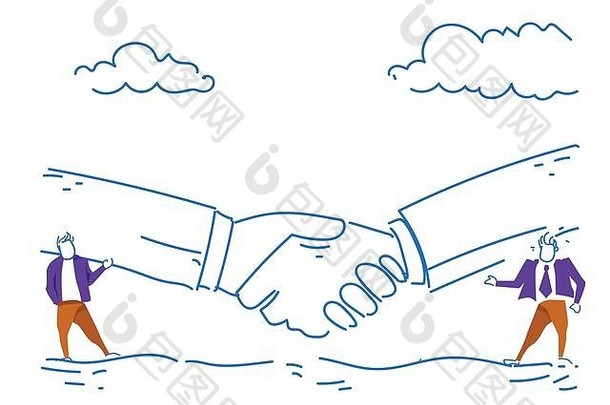 商人沟通业务伙伴关系协议概念握手背景成功的谈话草图涂鸦水平
