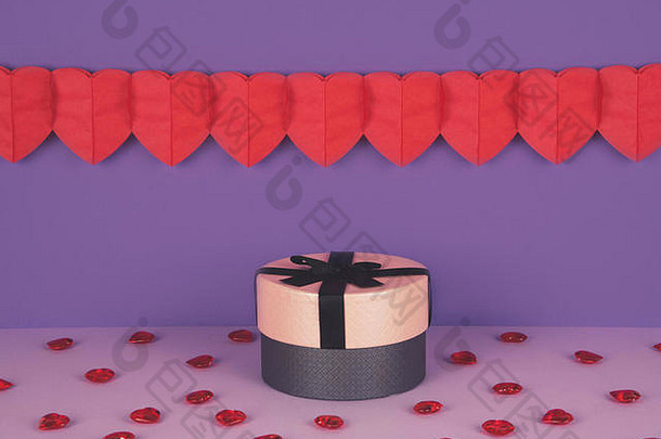 粉红色的礼物盒子超紫罗兰色的淡紫色背景