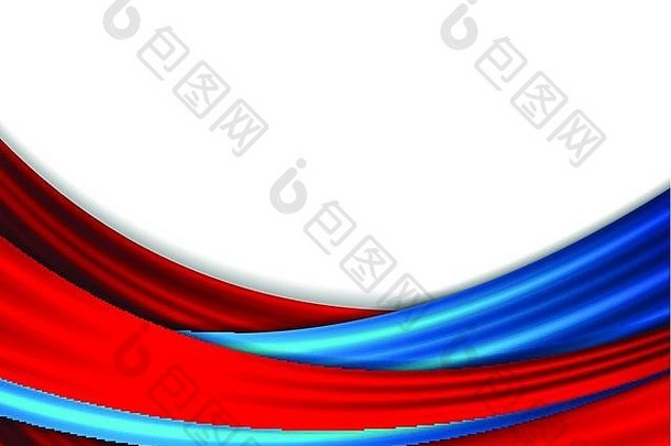 蓝色的红色的摘要光滑的波背景向量设计