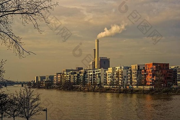 法兰克福主要德国2月westhafen现代昂贵的公寓建筑权力植物