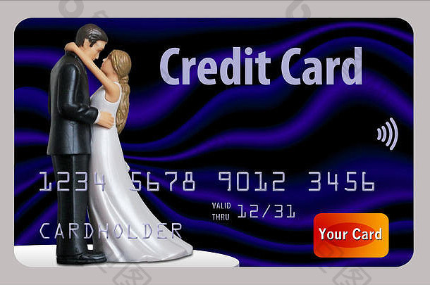 婚礼信贷卡模拟通用的孤立的白色