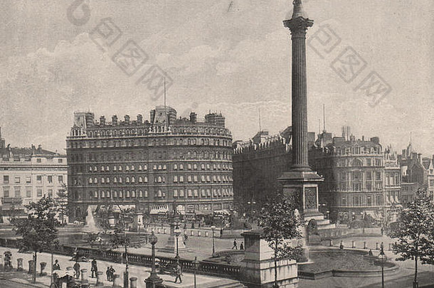 特拉法尔加广场伦敦古董古董打印图片