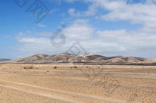 Fuerteventura金丝雀景观污垢路海滩西北大学海岸