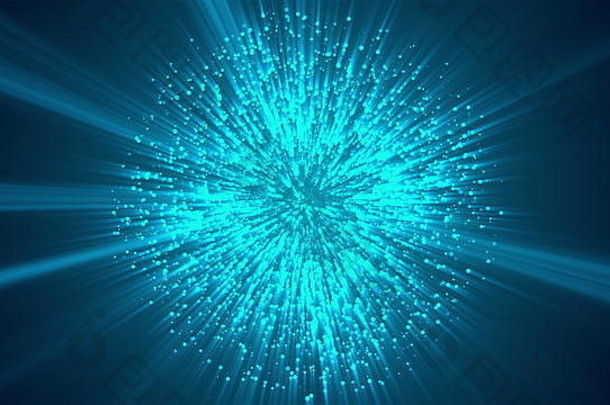摘要小蓝色的粒子球形状空间电脑生成的摘要背景渲染