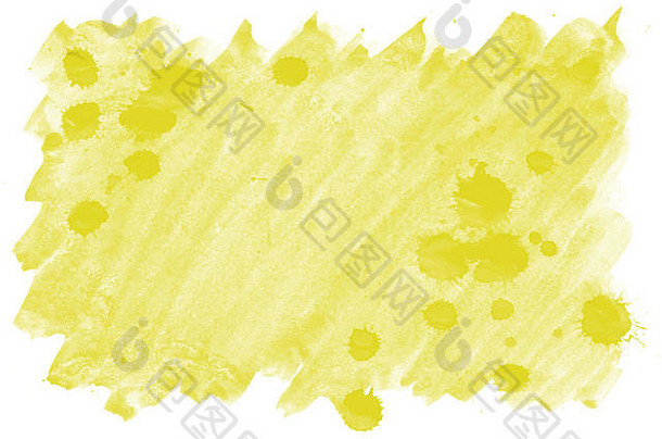 色彩斑斓的黄色的水彩湿刷油漆液体背景壁纸业务卡水瓶座明亮的颜色摘要手画纸纹理