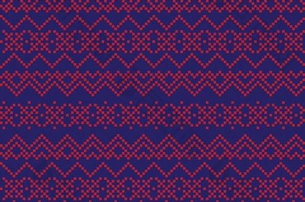 红色的海军圣诞节公平岛模式背景时尚纺织品针织品图形