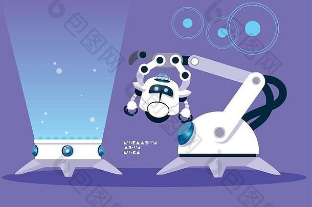 机器人设计机器人儿童学未来主义的玩具机Cyborg科学安卓主题向量插图