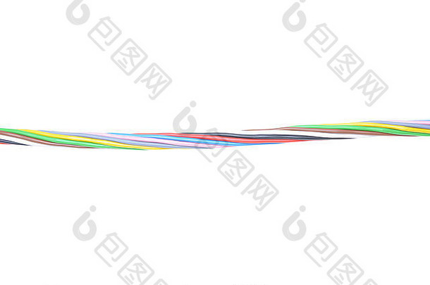 五彩缤纷的电电缆孤立的白色背景